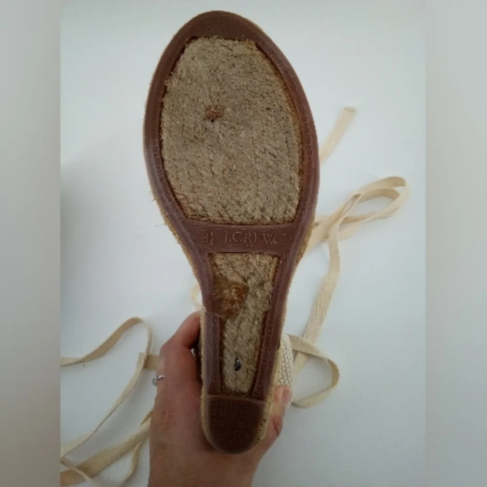 J.Crew Round Toe Espadrills Wedges Natural 8.5